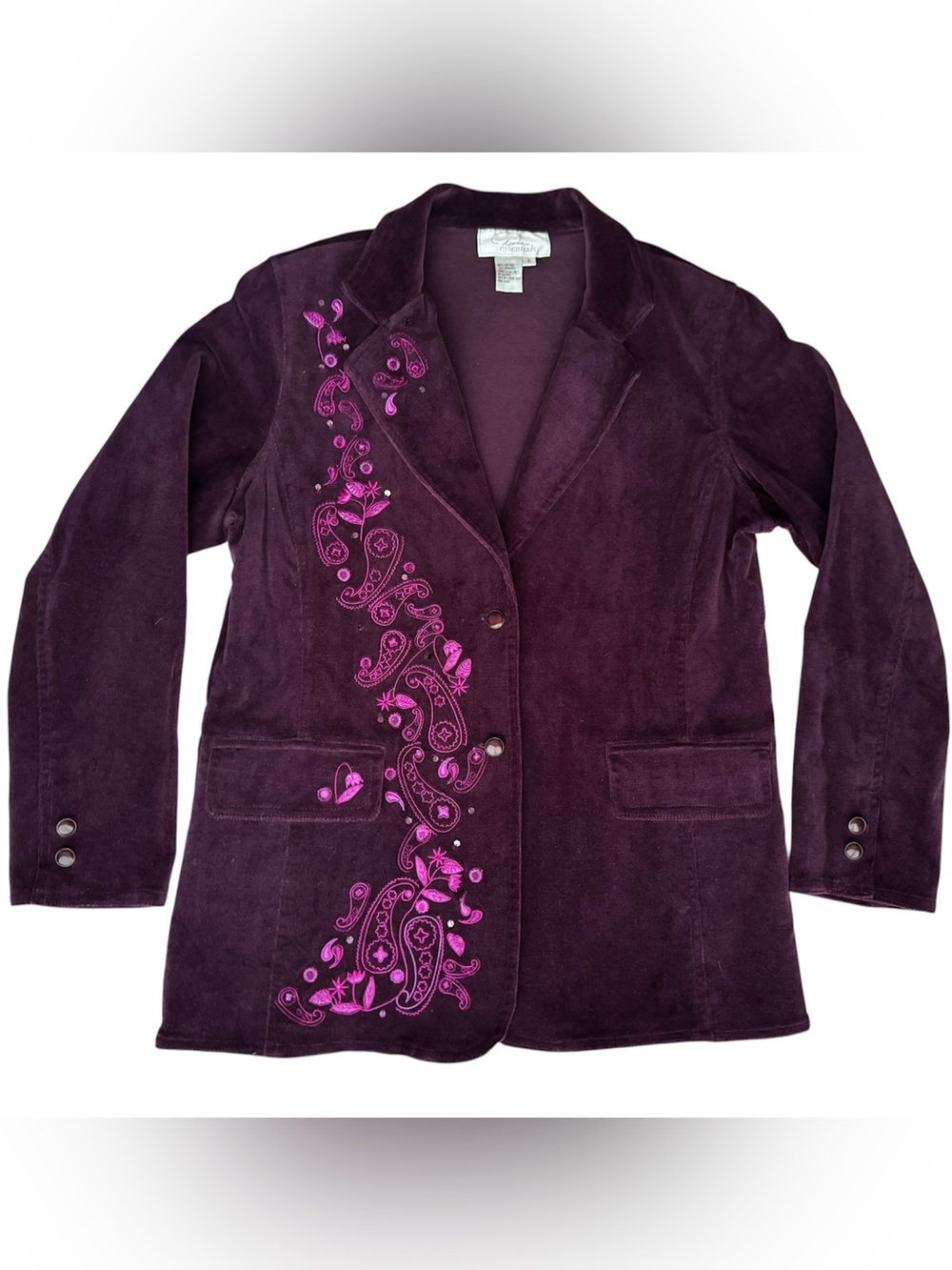 Vintage Velvet Embroidered Blazer Jacket - Women’s Small
